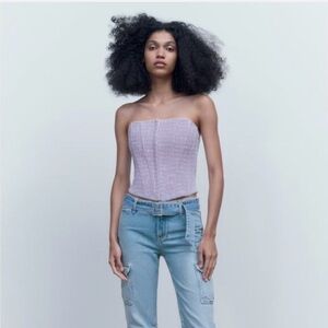 Zara White Strapless Top